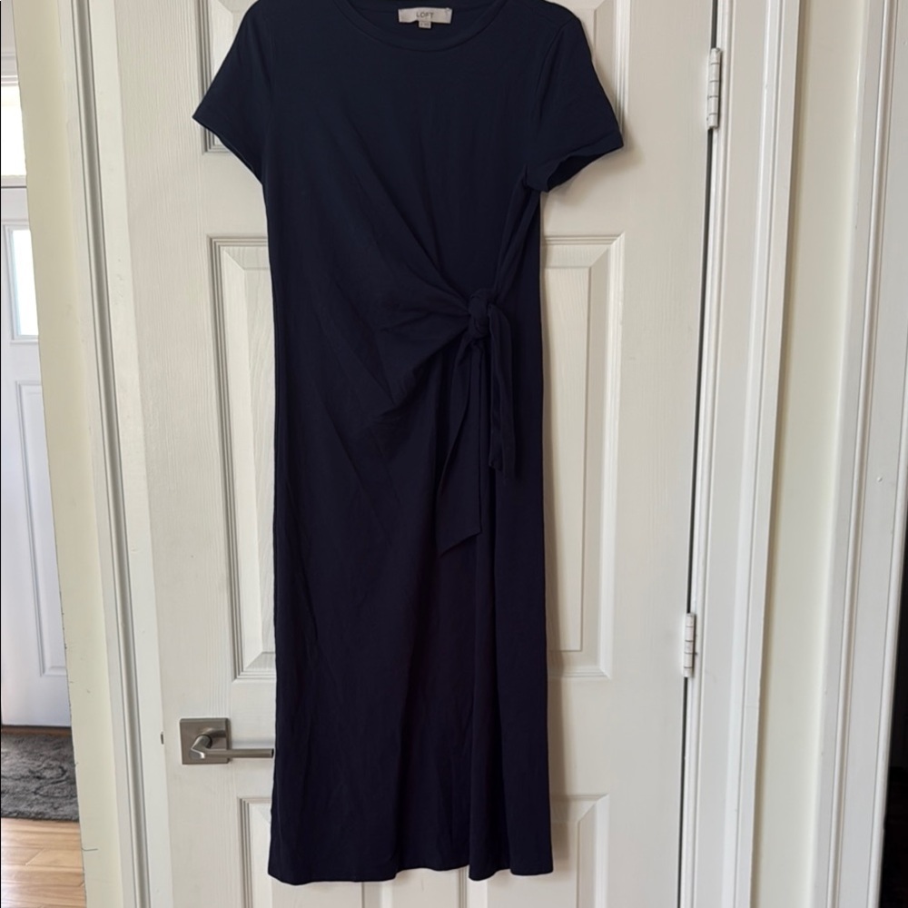 LOFT Blue Wrap Tie Front Midi Dress Casual
